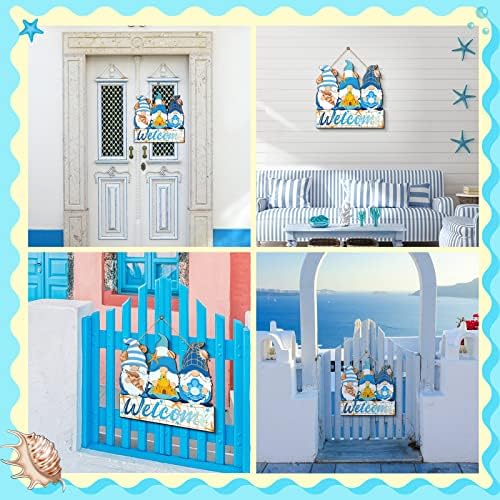 Summer Welcome Sign Wooden Ocean Beach Gnome Hanging Sign Sea Decorations Holiday Door Sign with Ropes Hanging Decor with Starfish for Summer Front Door Porch Farmhouse Outdoor Home Decor - Image 6