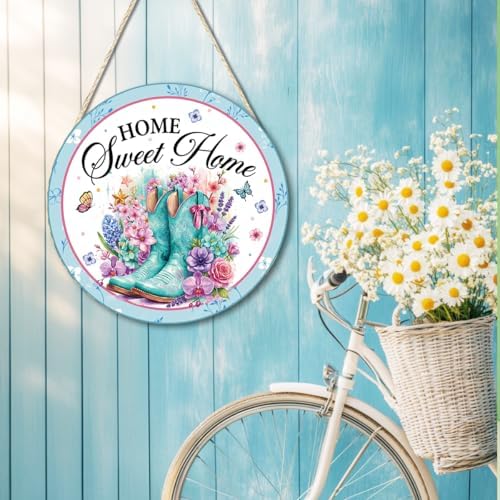 Home Sweet Home Floral Wooden Welcome Front Door Sign Wall Decor - Image 4