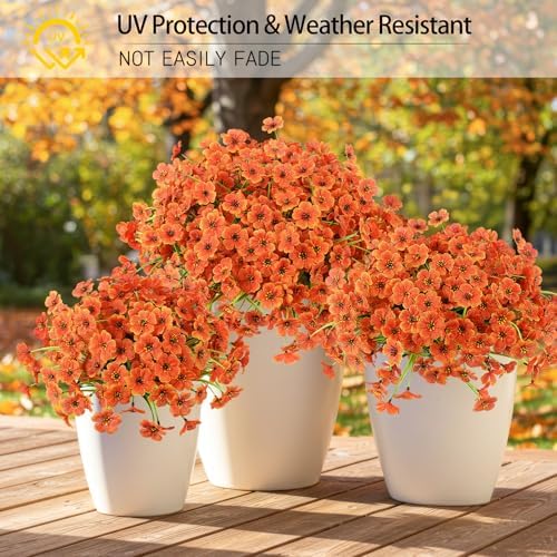 12 Bundles Artificial Mums for Outdoors Decor, UV Resistant Fall Flowers - Image 2