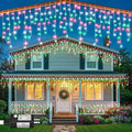 132ft Icicle Lights for Outside, 1280 LED Red White Green Christmas Lights Outdoor Indoor, Twinkle String Lights with 240 Drops, Clear Wire, 8 Modes & Timer, Waterproof for Xmas Eaves Holiday Decor by Nielfoi