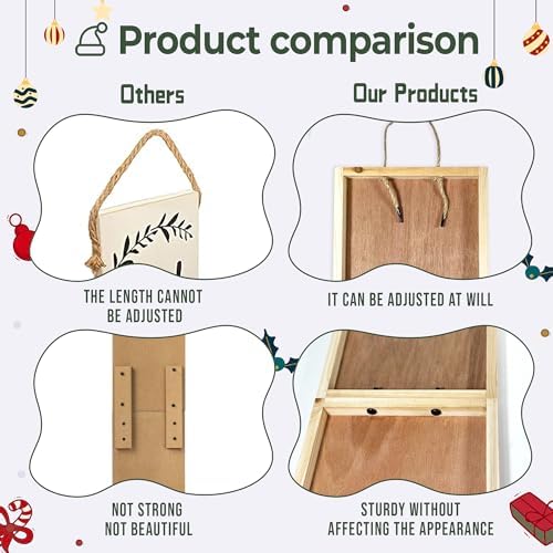 Christmas Porch Sign Christmas Tree Welcome Sign For Front Porch Xmas Snow Red wood grain Home Decor Indoor Outdoor Wooden Vertical Sign For Patio Front Door Porch Wall Yard - Image 5