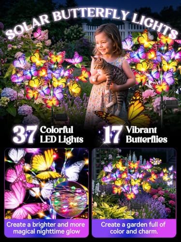 Solar Garden Lights, 3 Pack Decorative Solar Butterfly Lights Outdoor - Image 2