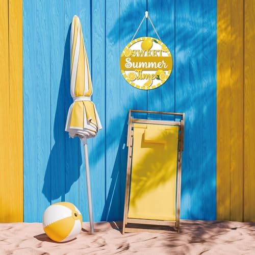 HOURIA 3D Lemon Wooden Door Sign,Sweet Summer Time Welcome Wreath Sign Front Door Decor,Summer Lemon Decorations for Home Kitchen Classroom,11.4"X11.4" - Image 5