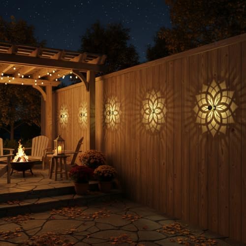 2 Pack Solar Fence Lights Metal Solar Powered Outdoor Wall Deck Step Lights Mandala Theme Waterproof Fence Light for Garden Post Patio Backyard Yard Decor, Gardening Gifts for Women Mom Grandma - Image 2