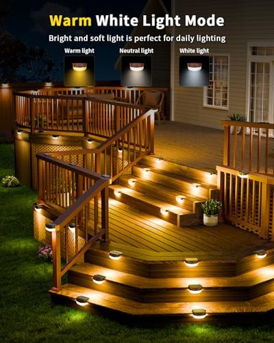 Solar Deck Lights Outdoor 20 Pack, 12 Color Changing Solar Powered Step Lighting with Remote, IP67 Waterproof Led RGB Colors Lamp for Outside Fence, Step, Stair Railing, Wall, Patio, Pool - Image 4