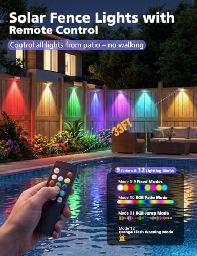 VOLISUN Solar Fence Lights with Remote Control, 8 Pack Vinyl Solar Lights - Image 2