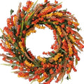 22 Inch Fall Orange Forsythia Flowers Wreath for Front Door, by Egolot
