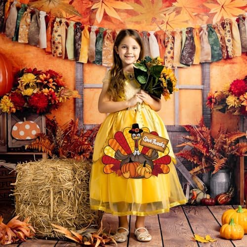 Thanksgiving Decoration Wooden Turkey Pumpkin Door Wreath for Front Door Sign Wall Signs, Thankful Blessed Grateful Pumpkin Sign Hanging for Fall Autumn Harvest Home Halloween Decoration - Image 3