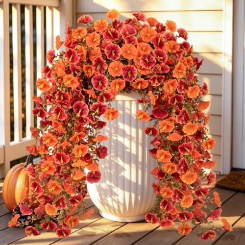 Artificial Hanging Fall Flowers for Outdoors, 2 PCS Fall Decoration by JulakoOnline