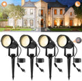 Dusk to Dawn Outdoor Lighting,3000K Warm White LED Landscape Spotlights with Photocell Sensor,Waterproof Spot Lights for Yard Flag Pole House Garden Tree(4 Pack) by CREPOW
