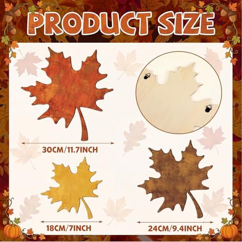 CroBlissful 6 Pcs Fall Maple Leaves Wall Decor Autumn Wooden Wall Art - Image 2
