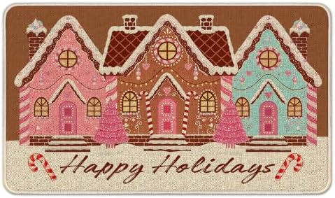 Hexagram Christmas Door Mat 17x29 Inch, Gingerbread House Doormat Outdoor by Hexagram