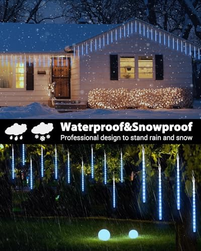 Joomer Christmas Lights Outdoor 11.8 inch 10 Tubes Meteor Shower Lights - Image 4