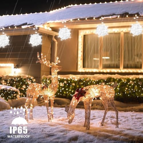 Baung Christmas String Lights Outdoors,4 Pack 7.98" Sphere Ball Tree Garden Globe Lights for Home, Party, Christmas, Porch Patio,Wedding, Garden,Tree Decoration with Memory Function Plug - Image 4
