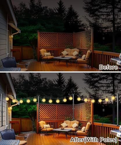 6 Pack String Light Poles for Deck, 5Ft Heavy-Duty Metal Deck Light Poles for Outside with Fixing Clips, Lighting Hanging Post Accessories for Patio Decor Garden Backyard Yard Fence Porch Decorations - Image 2