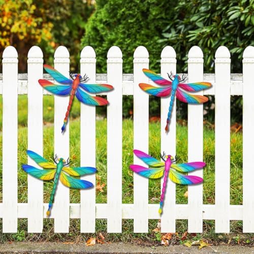 4 Pcs Large Metal Dragonfly Wall Art Hanging Decor for Outdoor - Image 2