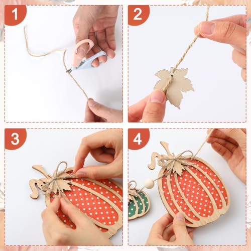 Cinnvoice Fall Pumpkin Garland Wooden Beads Garland Polka Dot Pumpkin Decor - Image 6