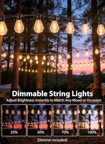 150FT Outdoor String Lights with 50+2 S11 LED Bulbs, Waterproof Dimmable Patio Lights with Remote, Shatterproof E12 Hanging Bistro Lights for Backyard, Porch, Garden, Deck Outdoor Decor - Image 5