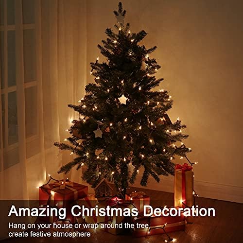 BrizLabs White Incandescent Mini Christmas Tree Lights 100 Count Brown Wire - Image 2
