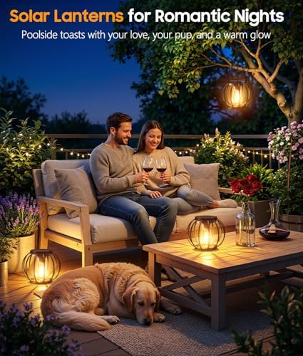 KOOPER Solar Lanterns Outdoor Waterproof, Upgraded Metal Hanging Solar Lights Outdoor Lanterns, Brighter Auto On/Off Outdoor Hanging Lantern for Yard Patio Pathway Porch Garden Decor 2 Pack - Image 6