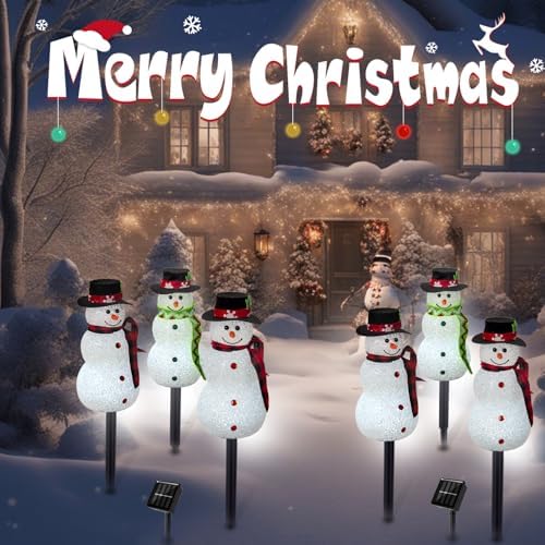 Christmas Snowman Solar Pathway Lights Outdoor Decorations, 6 Pack - Image 6