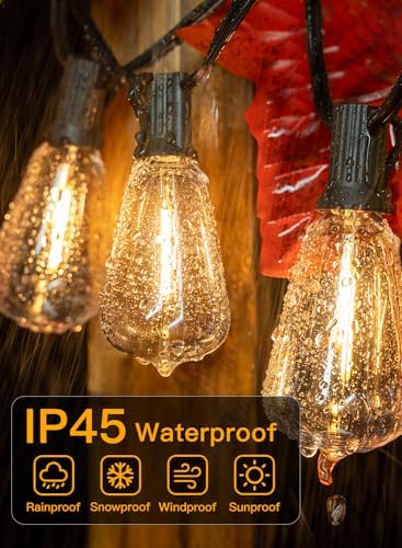 Ollny 50FT Outdoor String Lights, Shatterproof Connectable Patio Lights with 25+2 Spare ST38 Vintage Bulbs, 2200K Warm White Waterproof Outside Hanging Light for Camping Yard Gazebo Porch Balcony - Image 6