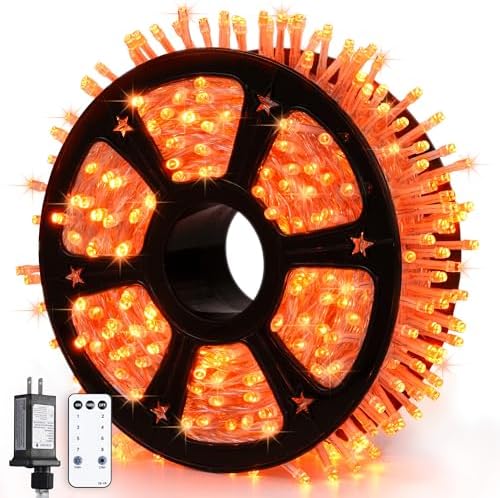 JMEXSUSS 600 LED Halloween Lights Outdoor, Orange String Lights Plug in by JMEXSUSS