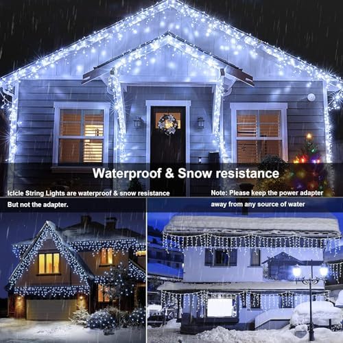 Joomer 33FT Christmas Icicle Lights Outdoor Connectable White - Image 5