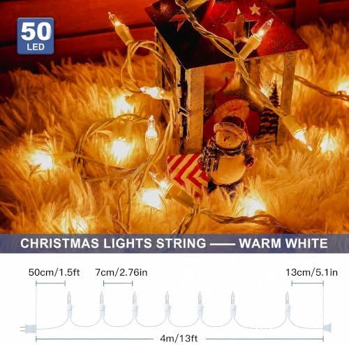 Hopolon Warm White Christmas Mini Lights, 50 Count 13FT White Wire - Image 4