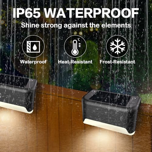 BKBB PPBB Solar Deck Lights Outdoor, 4 Pcs Solar Step Lights, Waterproof LED Solar Lights for Outdoor Stairs, Step, Fence, Yard, Patio, Railing, Garden and Pathway - Image 6