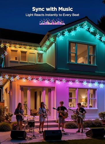 Brightown Smart Christmas Snowflake Lights Outdoor, 24ft 192LED with 16 Drops Icicle Lights with APP Control & Music Sync, Waterproof Connectable, 80+ Scene Modes for Roof, Yard, Patio, Window - Image 2