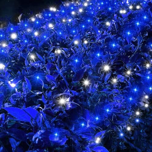 Led Christmas Net Lights Outdoor Christmas Decorations 200 Led 9Ftx6Ft Connectable Waterptoof Mesh Net Lights for Trees Bushes Wedding Garden Outdoor Christmas Decorations(bluewhite) - Image 6