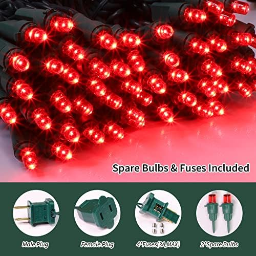 LAMPHOME Red Valentines Day Decor Lights Green Wire, 21.6ft 100 LED Red Christmas String Fairy Lights Outdoor Indoor Plug in for Room Party Tree Valentines Day Bedroom Galentine's Day Decorations - Image 2