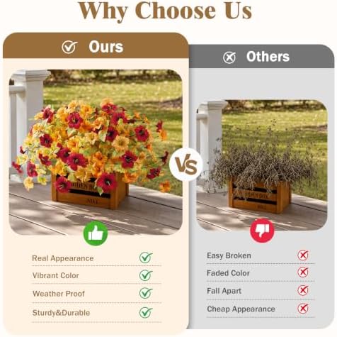 Alupssuc 8PCS Artificial Fall Flowers Fake Plants for Outdoors Decorations - Image 5