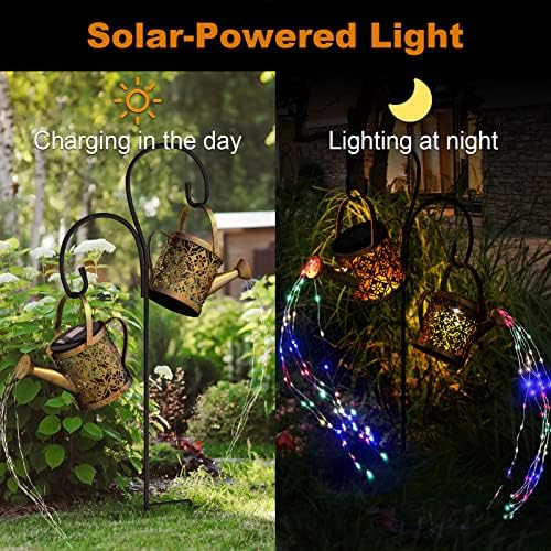 MEREAR Solar Watering Can Lights Outdoor with 8 Multi-Color Changing Modes, IP65 Waterproof Landscape Light Garden Decor, One Pole Two Lights Outside Decorations for Lawn, Backyard, Patio, Chrismas - Image 4