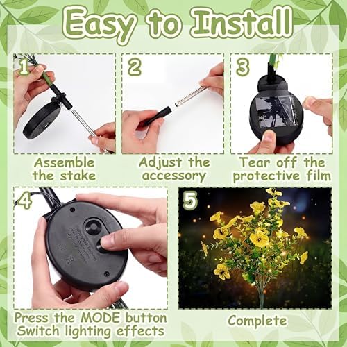 Glooglitter 2 Pack Yellow Solar Flower Stake Light Outdoor Garden, Violet - Image 3