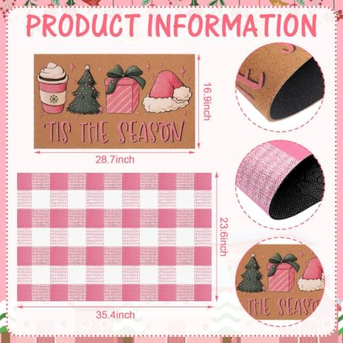 Tinideya 2 23.6 X 35.4 Inches Christmas Season Pink Green Brown - Image 2