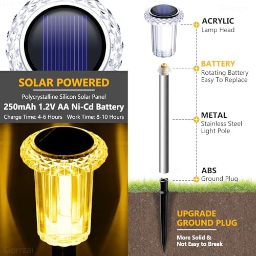 15 Pack Solar Lights Outdoor Waterproof Pathway Lights, Warm White - Image 2