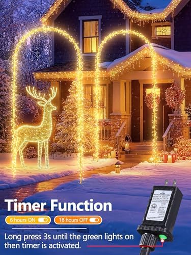 Christmas Decoration Outdoor Arch Lights - 9.5FT 460LED Warm White - Image 3