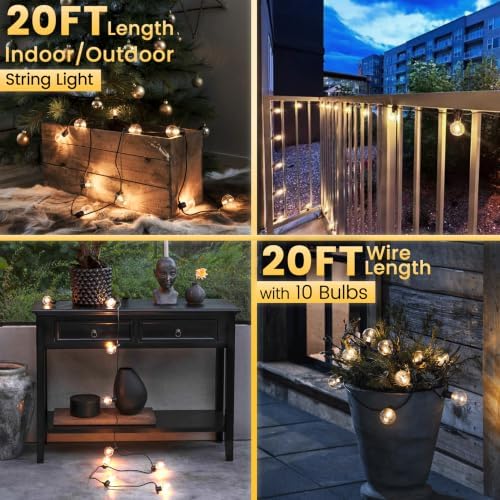 Outdoor String Lights 20FT LED Waterproof Patio Globe Lights - Image 2