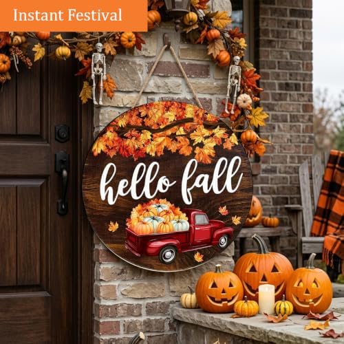 Fall Decorations Wooden Hanging Sign for Home, Fall Pumpkin Sign for Autumn - Image 2