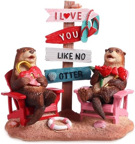 Wonderjune Beach House Decor Resin Sign Figurine for Mantle,Otter by Wonderjune