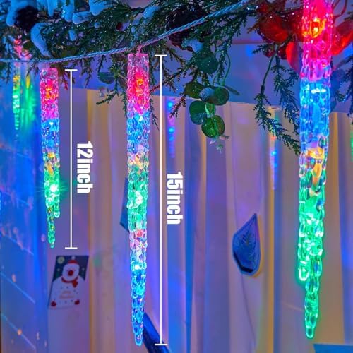 Brightown Icicle Lights Outdoor with Remote, 20ft 100 LED 20 Tubes Connectable Ice Shape Hanging Christmas Lights for Tree Patio Roof Holiday Decor, Multicolor - Image 3