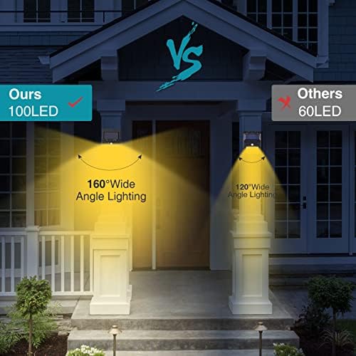 2 Pack Outdoor Solar Motion Lights - 3 Modes/100LED Wireless, IP65 Waterproof Solar Security Lights with Motion Sensor for Front Door, Backyard, Garage, Deck (Warm White) - Image 3