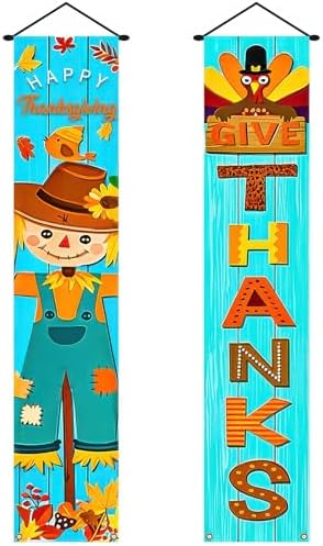 HOMETITUTE Give Thanks Porch Banner Set 12 x 71 Inch 2 Pack by HOMETITUTE