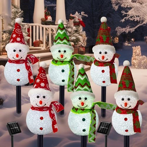 Solar Christmas Snowman Pathway Lights Outdoor Decoration, 6 Pack by TAILERRI