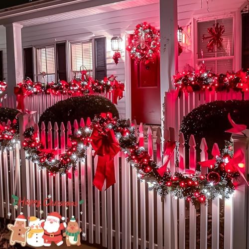 JMEXSUSS 400 LED Red and White Christmas Lights Outdoor with Remote - Image 5