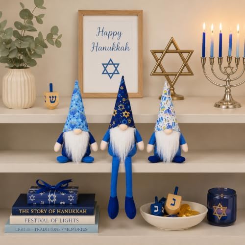 Hanukkah Decorations for Home 3 Pack Hanukkah Gnomes Jewish Gifts - Image 6