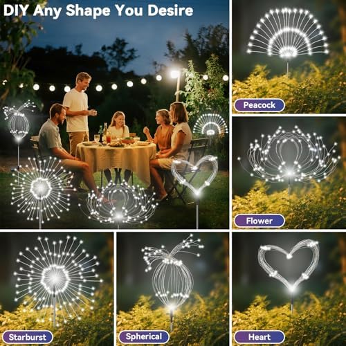 Solar Garden Lights Outdoor, Solar Firework Fairy Lights Garden Decor - Image 4