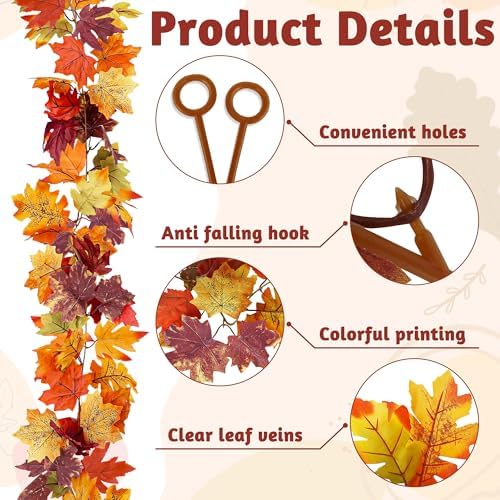 11.8FT 2Pack Fall Garland for Thankgiving Decorations for Home Mantle Decor - Image 3